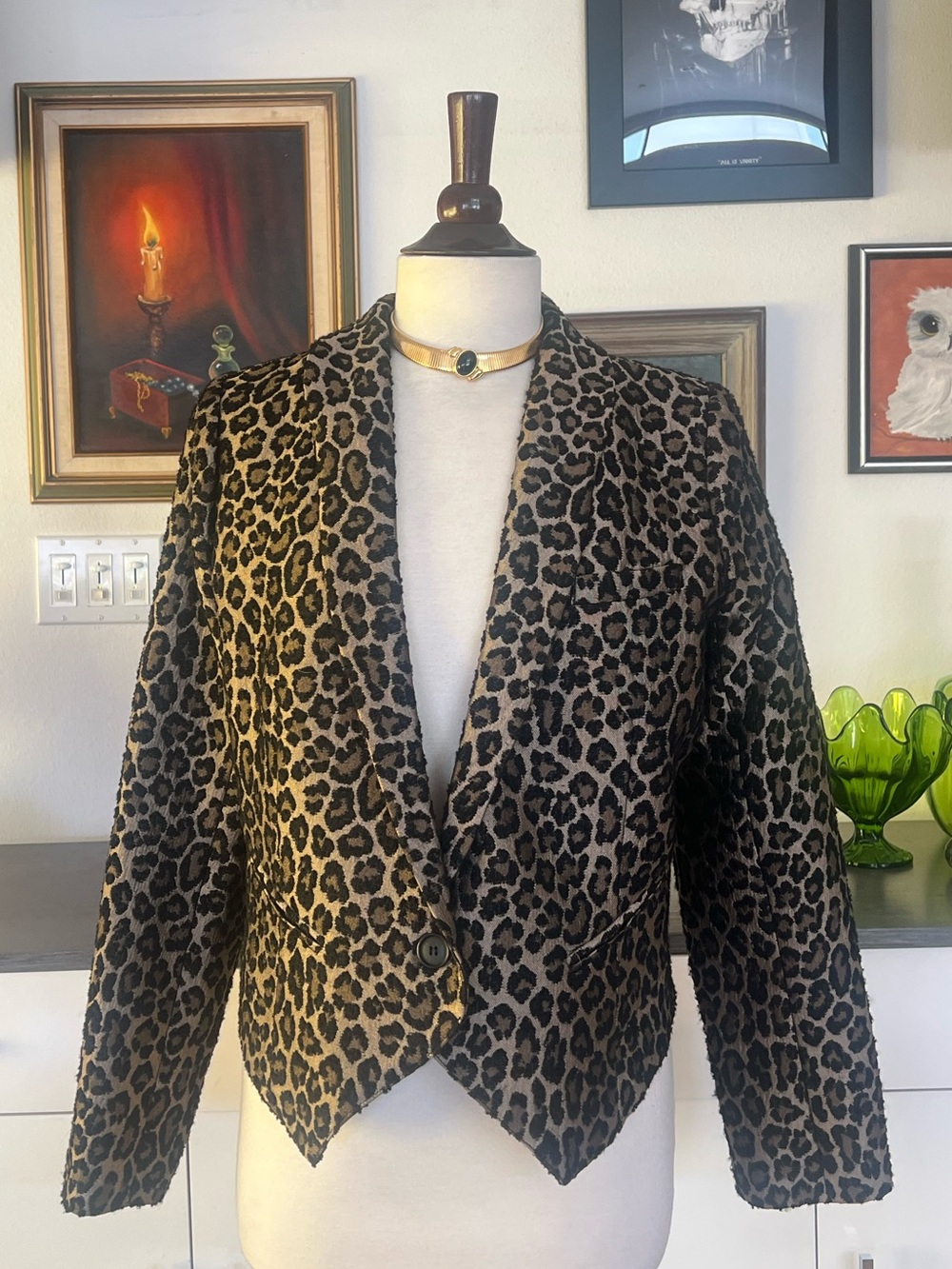 SMYTHE Textured Leopard Print Blazer Jacket Size 12 | Statement Animal Print